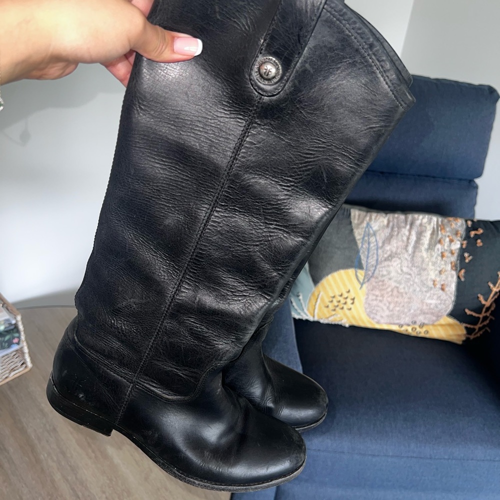Frye Black and Tan Leather Boots